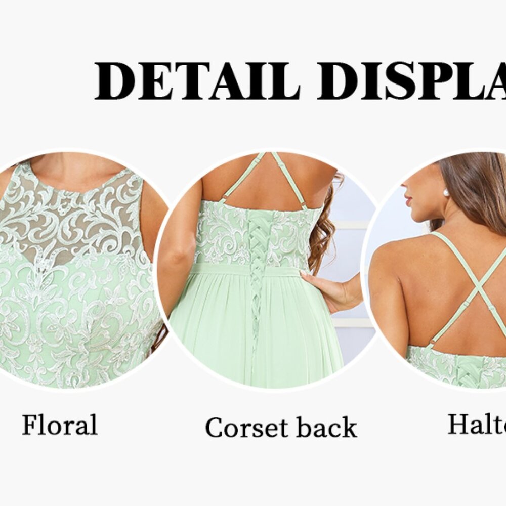 *Women's Thinyfull Ivory Lace Applique Halter Maxi Dress Size 14 NWOT - Picture 5 of 13